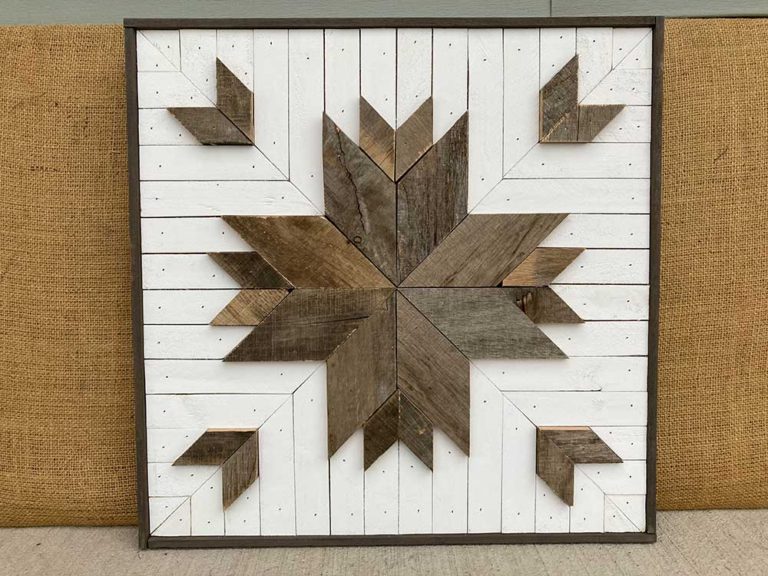 White lath reclaimed wood in a square
